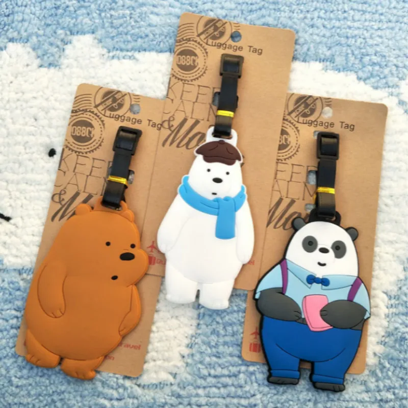 Забавный мишка багажные бирки силикагель чемодан имя ID Адрес Этикетка багажная