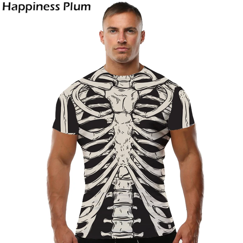 

KYKU Skeleton Tshirt Men Skull T Shirt Bone Punk Rock Clothes 3d Print T-shirt Hip Hop Tee Cool Mens Clothing 2018 Summer Tops