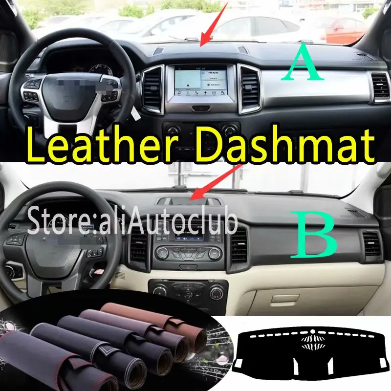 

For Ford Ranger Everest 2015 2016 2017 2018 2019 2020 Leather Dashmat Dashboard Cover Dash Mat Carpet Custom Car Styling LHD+RHD
