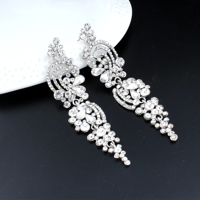 Прозрачные Свадебные украшения серьги белого цвета для гламура женские