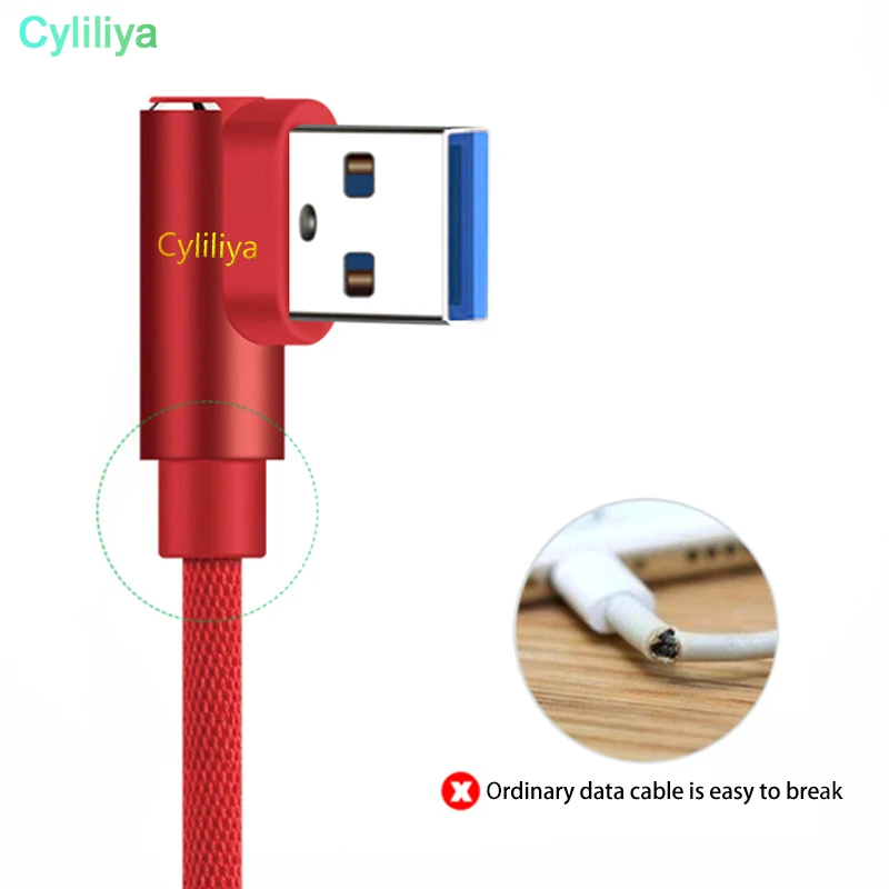 50pcs 1m 3ft 2A Quick charging Braided Fabric Alloy 90 Degree Usb data sync cable for samsung htc android | Электроника
