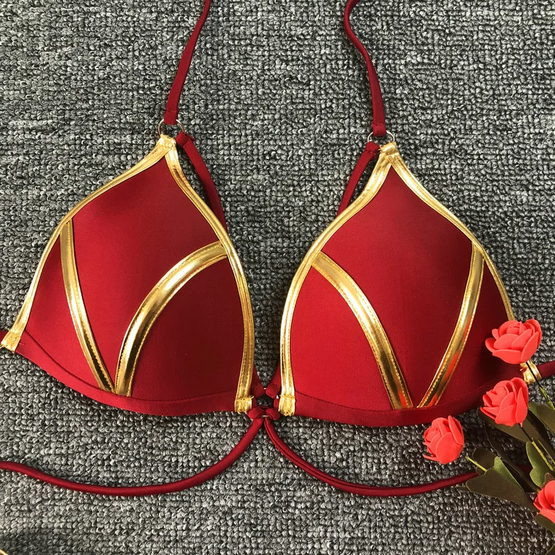 2019 сексуальное бикини красный купальник пуш ап женский купальный костюм с лямкой