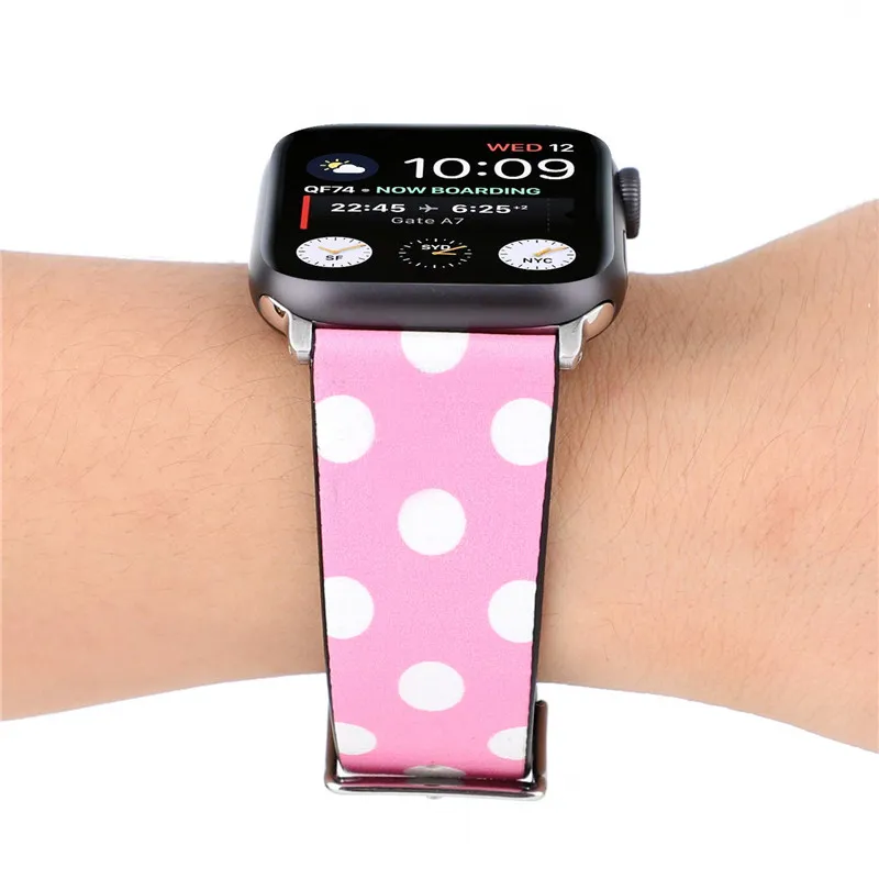Симпатичный стильный ремешок для Apple Watch 4 ремешка 40 мм 44 кожаный мультяшный Микки