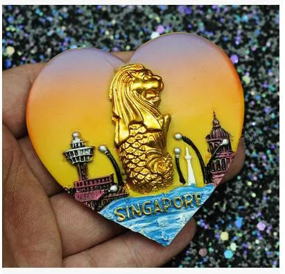 Высокое Качество Флаг Сингапура Merlion 3D магнит на холодильник мировой Туризм сувениры холодильник магнитные наклейки украшение дома - Цвет: 012