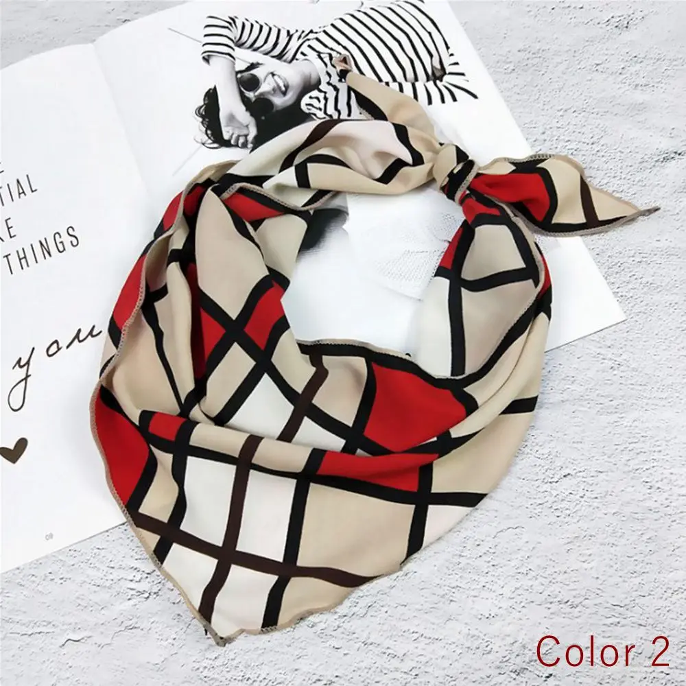 color 2 Gootrades 33*85 см шелковый шарф маленькие мягкие квадраты Многофункциональный головной платок многоцветный полосатый платок с принтом обертывание шеи Decoratio - Цвет: color 2