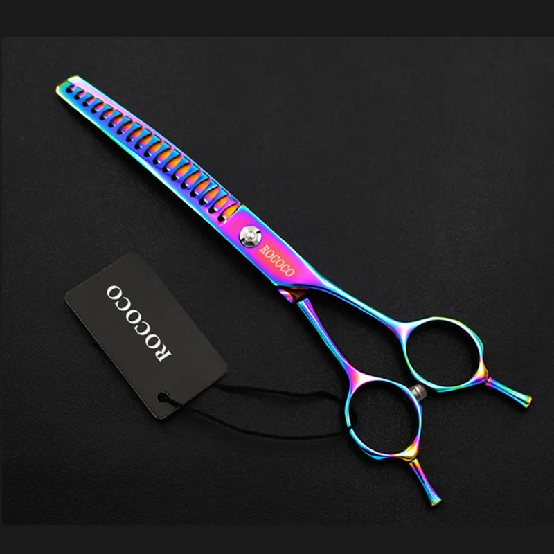 6 5 дюймовые радужные ножницы для филировки питомцев вниз изогнутые 50%
