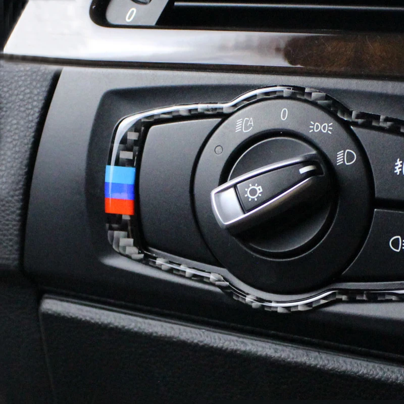 Углеродного волокна консоль фар переключатели рамка украшения Накладка для BMW E90