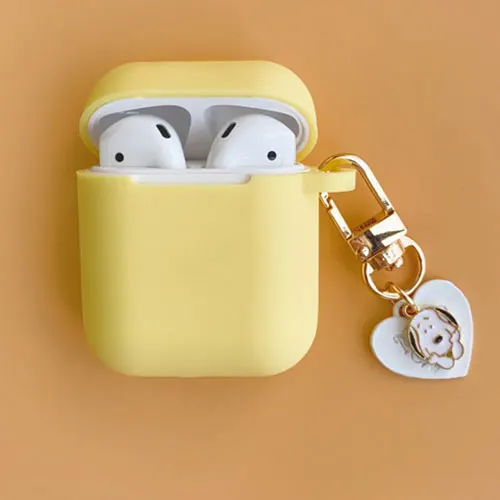Цвет: желтый Силиконовый чехол с милой собачкой для Apple, аксессуары для airpods, Bluetooth, чехол для наушников, коробка, конфетный цвет, сумка, декоративная крышка, брелок для ключей - Цвет: Цвет: желтый