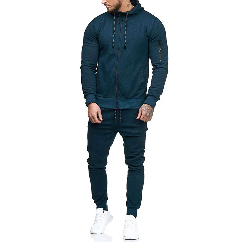 Navy Комплект из 2 предметов, спортивный костюм для мужчин, новинка, модный осенний лоскутный свитер на молнии, топ+ штаны, комплекты, спортивный костюм, спортивный костюм, комплект для мужчин - Цвет: Navy