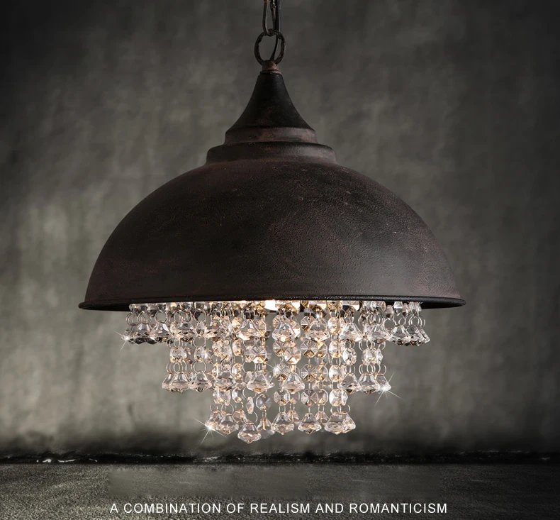 Лофт современный E27 хрустальный светильник черный светодиодный потолочный