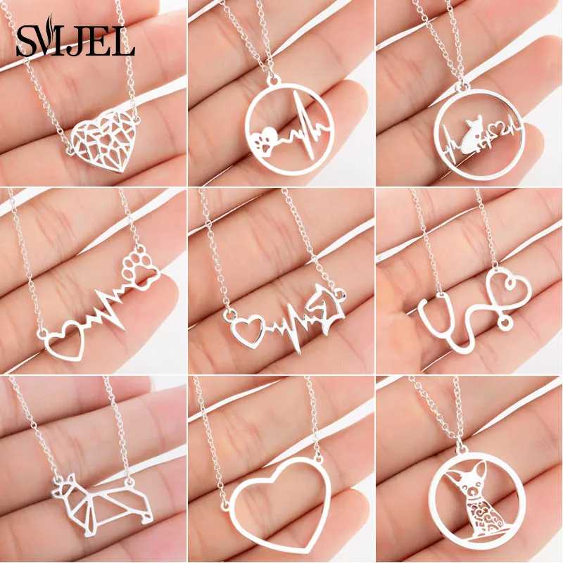SMJEL Love Heart Ожерелья для женщин чокер подарки врача собака сердцебиение ожерелье