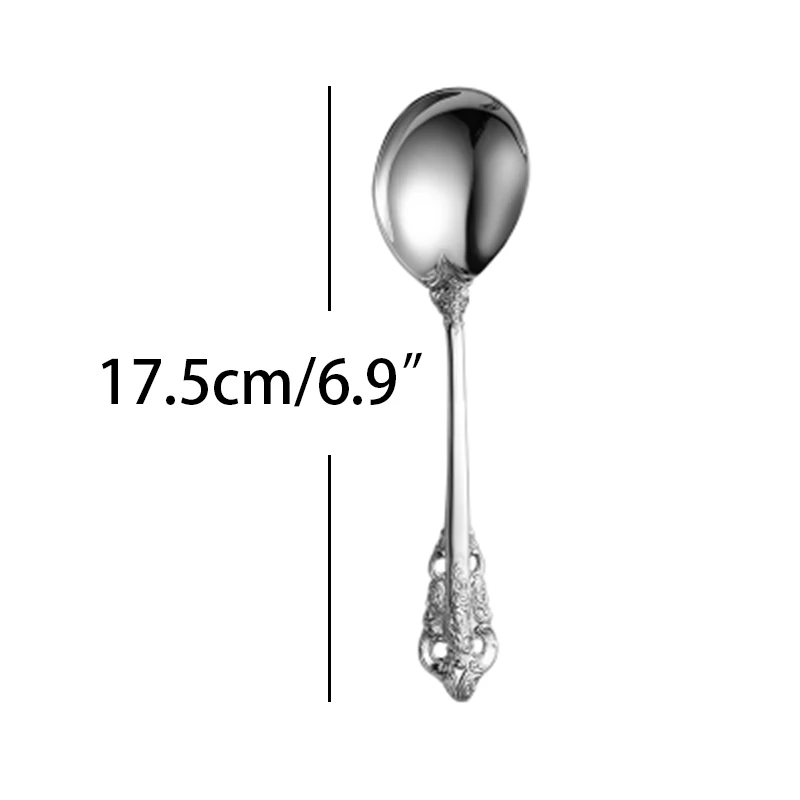 little soup spoon 1 шт. роскошные серебряные столовые приборы свадебные столовые приборы из нержавеющей стали столовый набор нож для стейка вилка чайная ложка Кафе Ресторан посуда - Цвет: little soup spoon