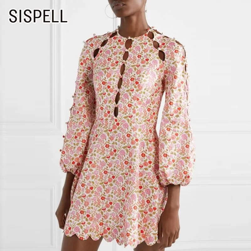 SISPELL летние винтажные платья с принтом для женщин круглый вырез фонарь длинный