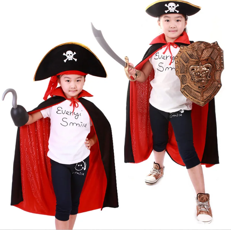 Детский Забавный костюм на Хэллоуин с пиратским героем плащ для мальчиков