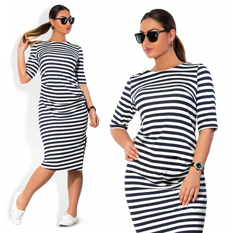 

5XL 6XL Plus Size Brand Women's Clothing O Neck Zebra Striped Dress Europe Hot Style Large Big Size Casual Dress Vestidos