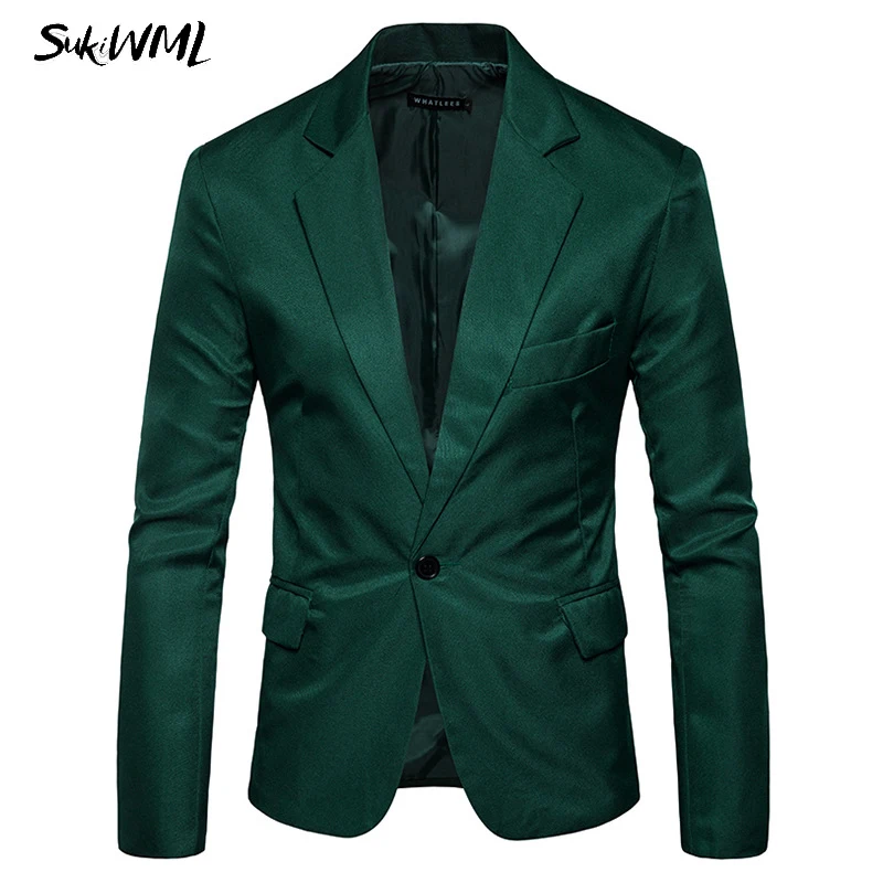 SUKIWML 2017 Новый брендовый Блейзер Masculino приталенный Hombre осенний однотонный деловой