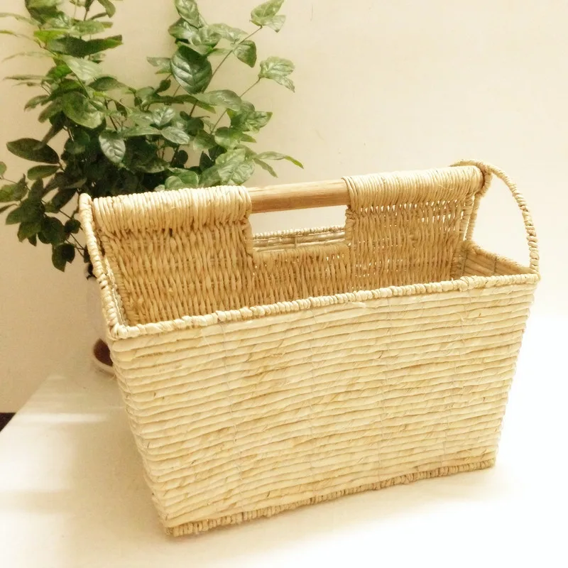 Плетеная корзина из ротанга, корзина для газет, корзина для хранения, стойка для журналов, отделочная коробка для хранения