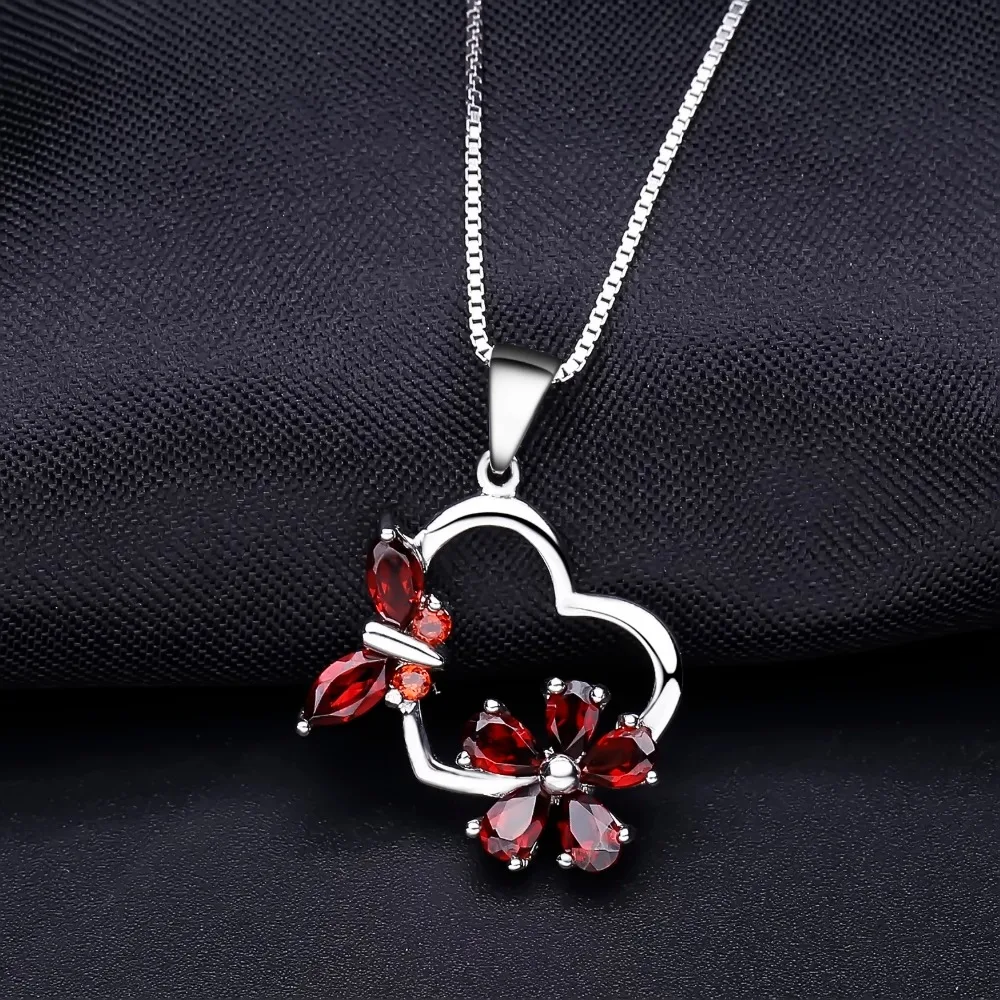 Женское ожерелье из серебра 100% пробы с натуральным гранатом|necklace silver pendant|necklaces