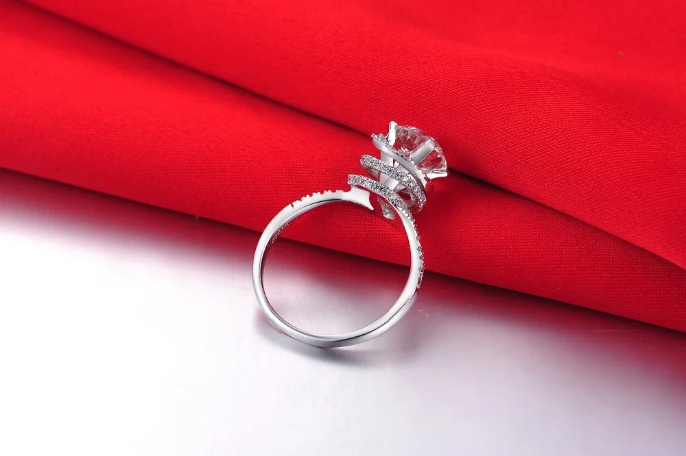 

Solid 18K White Gold Ring Vintage SONA Mancreat Diamond Engagement Ring Women Fine Jewelry Promise Ring AU750 Rotations Style