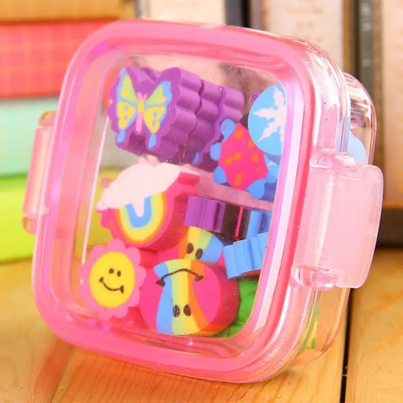 1 Box Kawaii Cute Rubber Eraser Kid Gifts Children Presents Various Shape Colorful Erasers School Supplies Stationery | Дом и сад