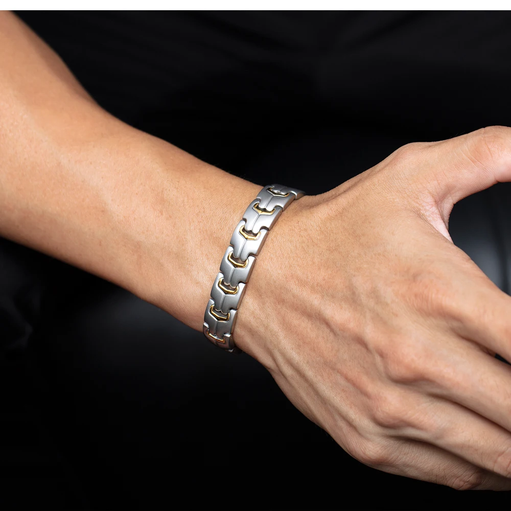 Mens Titanium Magnetic Therapy Bracelet Double Row 4 Element Pain Relief for Arthritis and Carpal Tunnel | Украшения и аксессуары