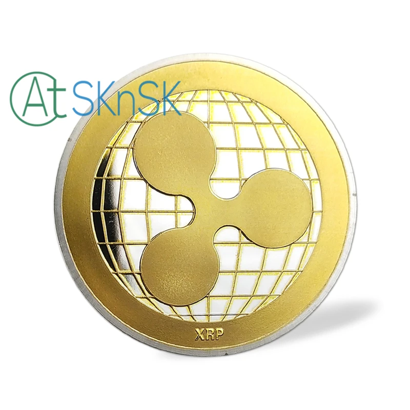 Новогодний подарок памятные монеты XRP Ripple криптовалюта позолоченная и