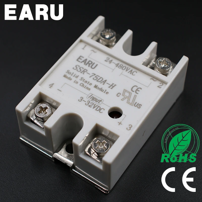 

Solid State Relay SSR-75DA-H 75A SSR 75DA-H 3-32V DC TO 90-480V AC solid state Resistance Regulator