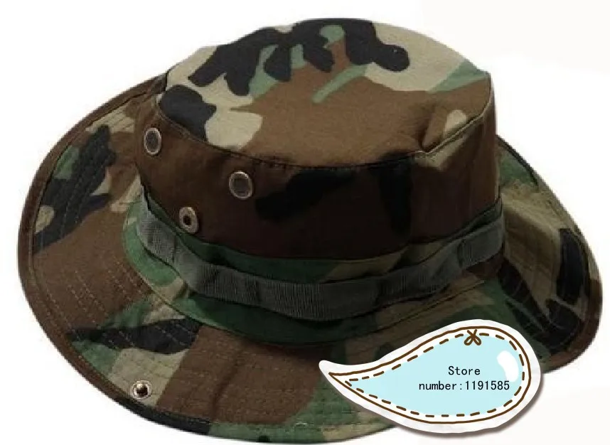 

Military Army Round-brimmed Hat Sun Boonie Hat Cap for Fishing Hiking Woodland camo