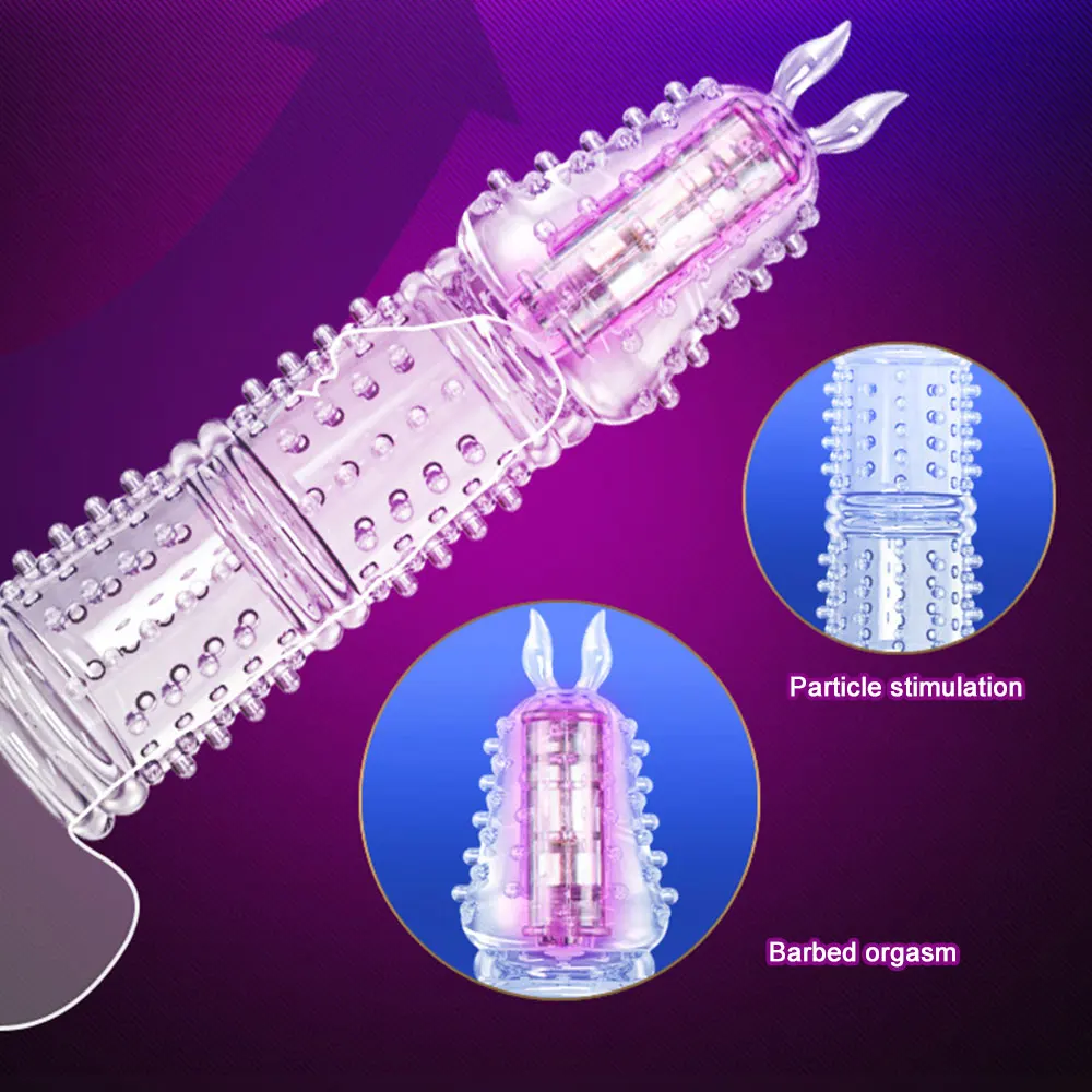 Silicone Condoms crystal Big Particle 3D Dotted Vibrating Enlargement Penis stimulate G-Spot Reusable Sleeve | Красота и здоровье