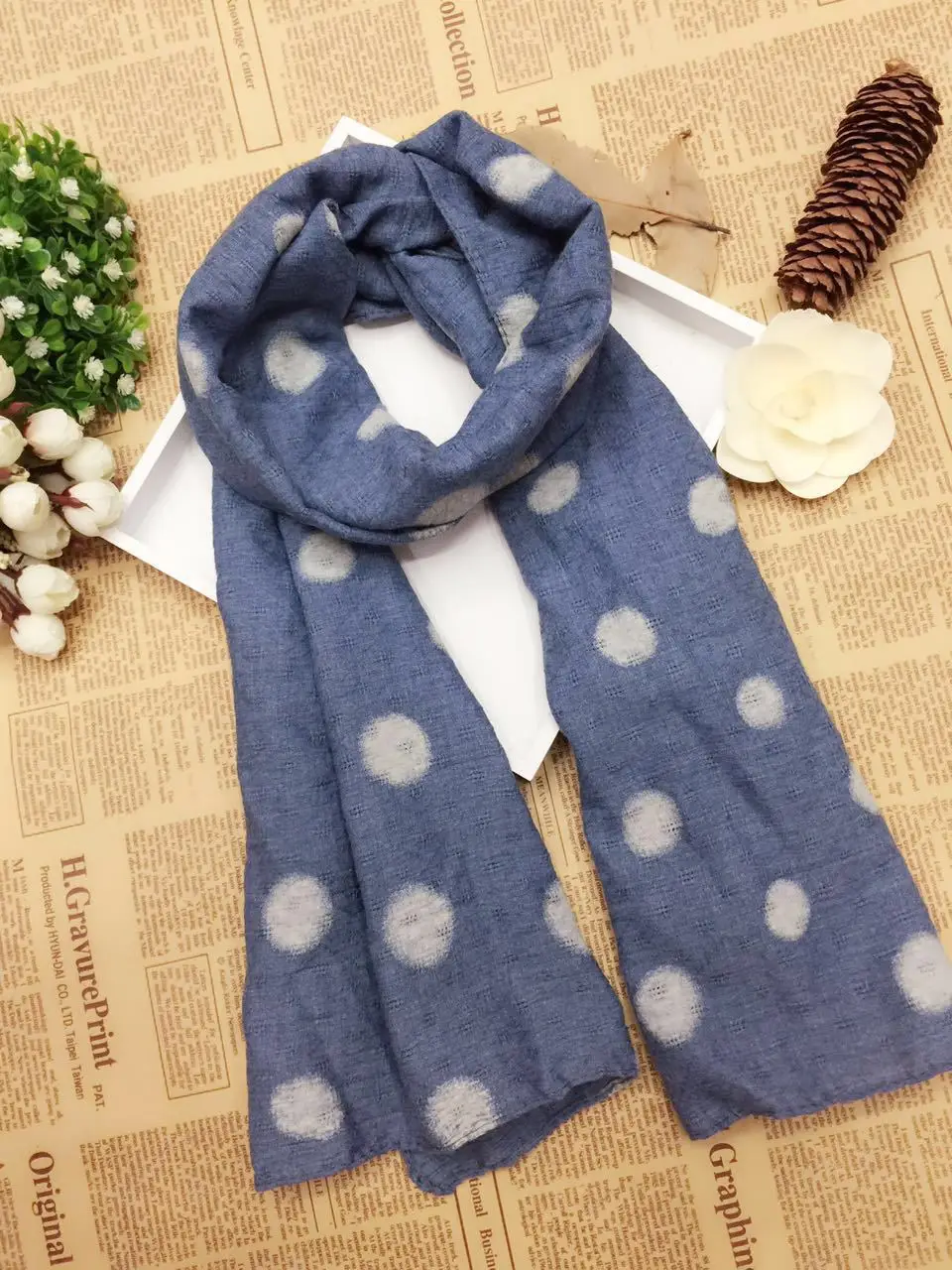 2015 Новый хлопковый большой шарф с принтом в горошек Детский круглый для девочек