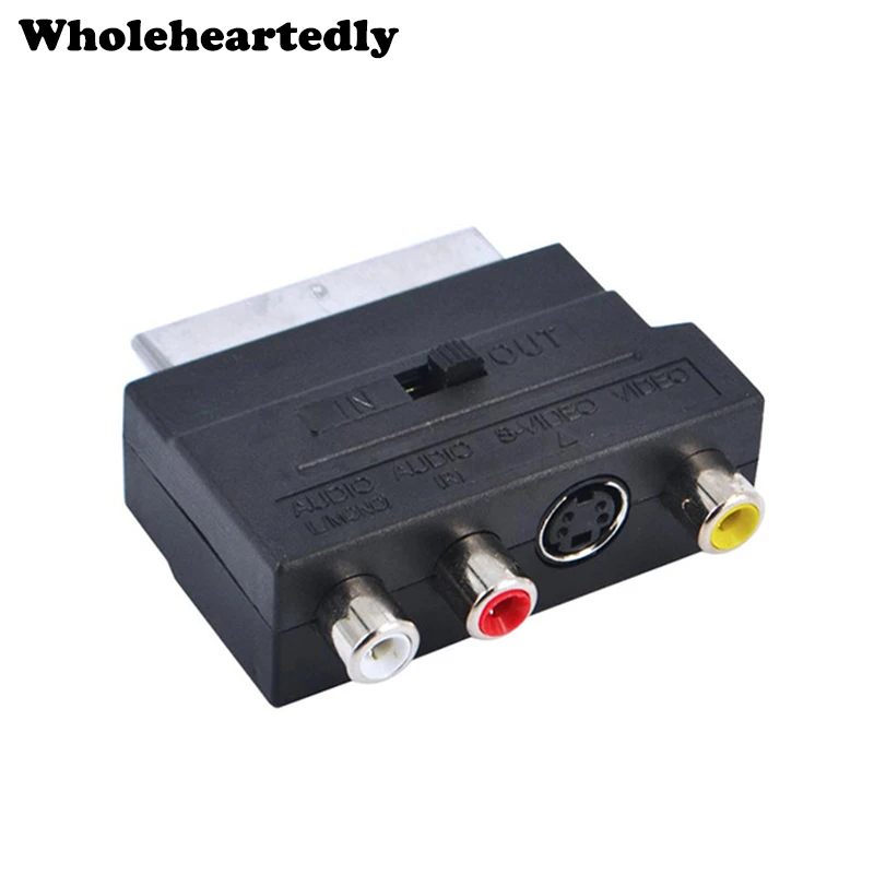 

RGB SCART to Composite 3 RCA SVHS S-Video Phono AV TV Audio Adapter Male to Female Connverter With In Out Switch Wholesale