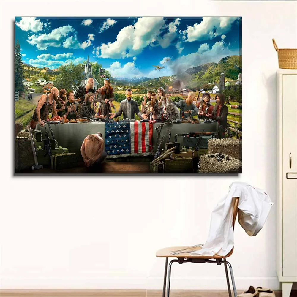 Настенные художественные Рамки, холст, плакаты, 5 шт., игра Far Cry, 5 ключей, картины для современной гостиной, HD печать, картина для дома, декоративная - Цвет: 4