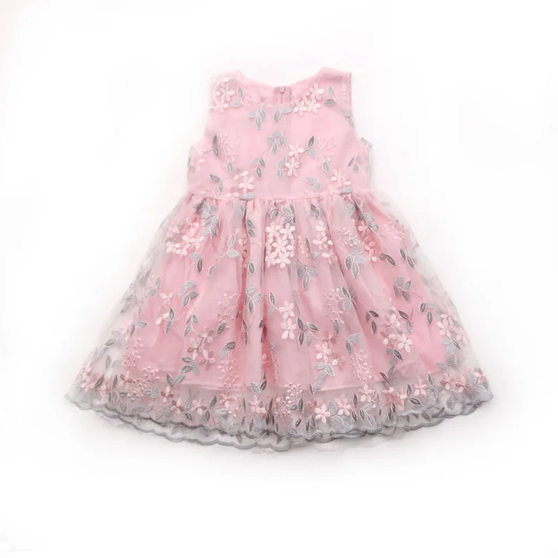 Baby Girl Bohemian Dress 2019 Summer New Girls Embroidered Sweet Lace Princess Evening Cute Mesh Sleeveless | Детская одежда и