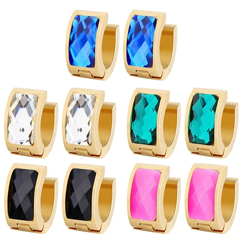 Women's Crystal Golden Tone Ear Studs Hoop Huggie Wedding Party Copper Earrings BD43 | Украшения и аксессуары