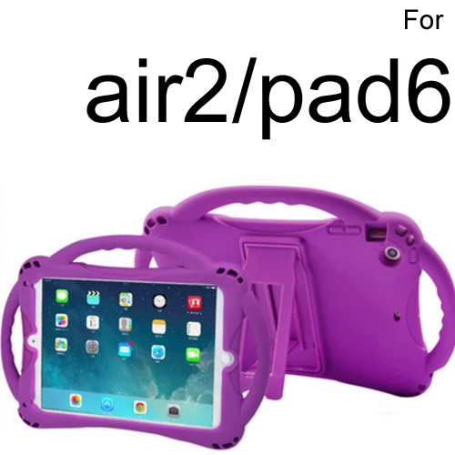 Чехол для iPad air 2, детская ручка, силиконовый милый мультяшный мягкий дизайн, противоударный водонепроницаемый портативный чехол с автомобильным креплением - Цвет: Purple