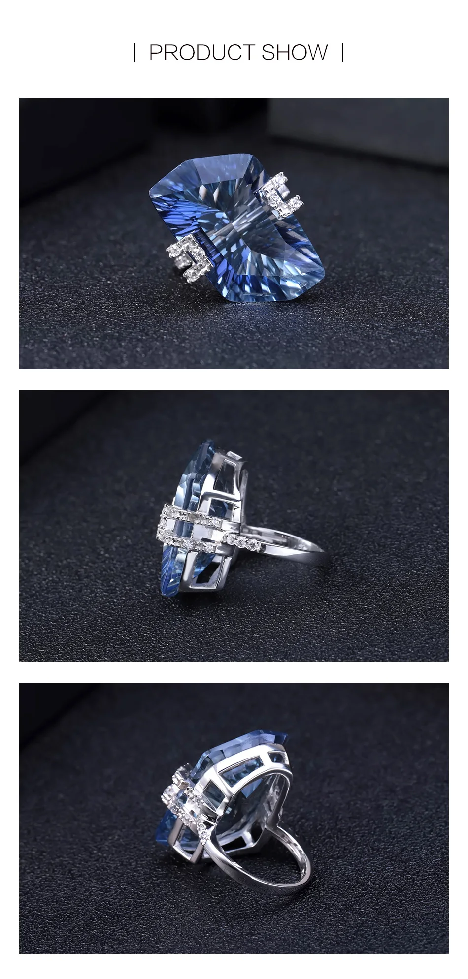 Gem's балетные 925 пробы серебряные коктейльные кольца 21.20Ct натуральный иолит синий мистический кварцевый камень кольцо для женщин ювелирные украшения
