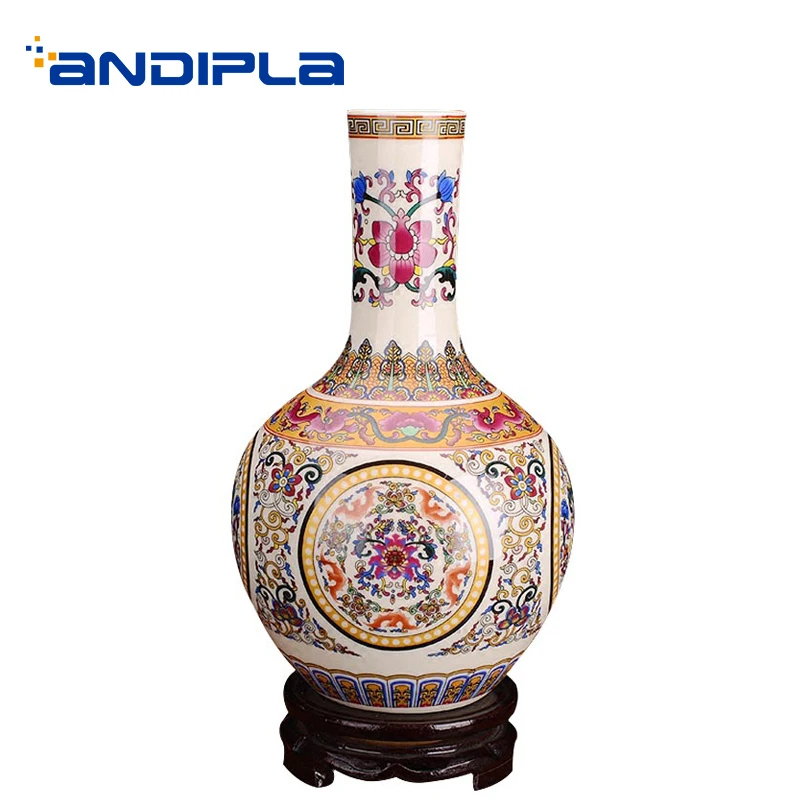 Jingdezhen Vintage Vase Enamel Colorful Ceramic Flower Vases Plant Hold / Living Room Cabinet Classical Decor Crafts Collection | Дом и сад