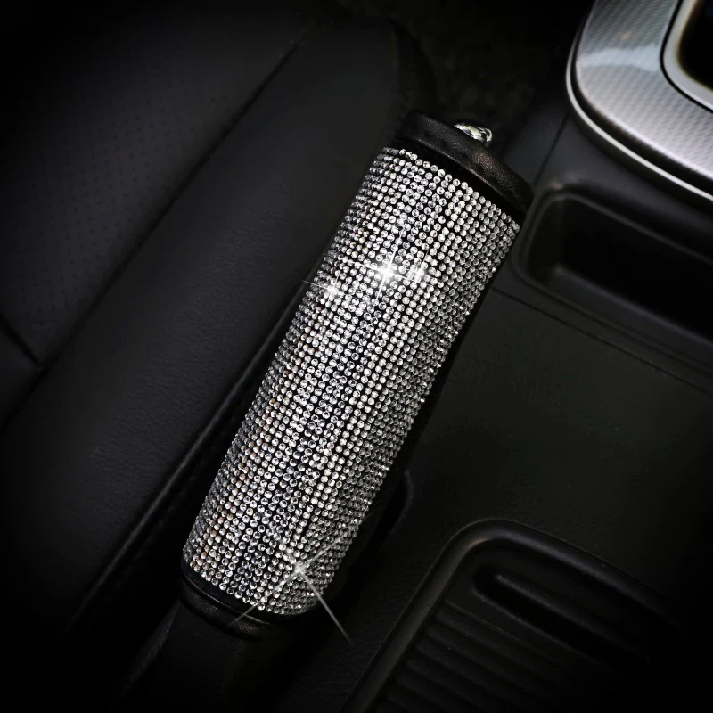 Handbrake Cover Хрустальные стразы, чехол на руль, шикарный автомобильный ремень для сиденья, подушка для шеи, поддержка талии, авто аксессуары для интерьера, комплект - Название цвета: Handbrake Cover