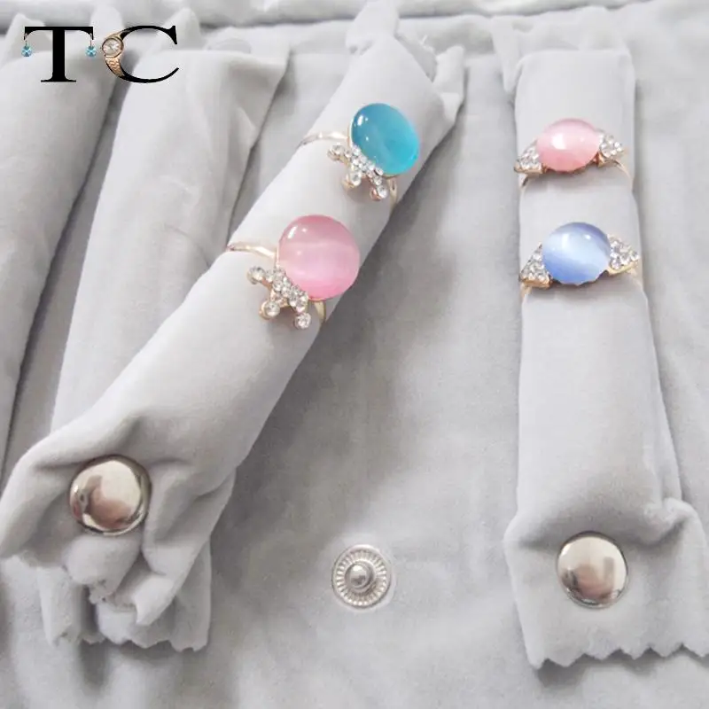 Дорожный футляр для украшений черный бархатный ювелирный дисплей сумка