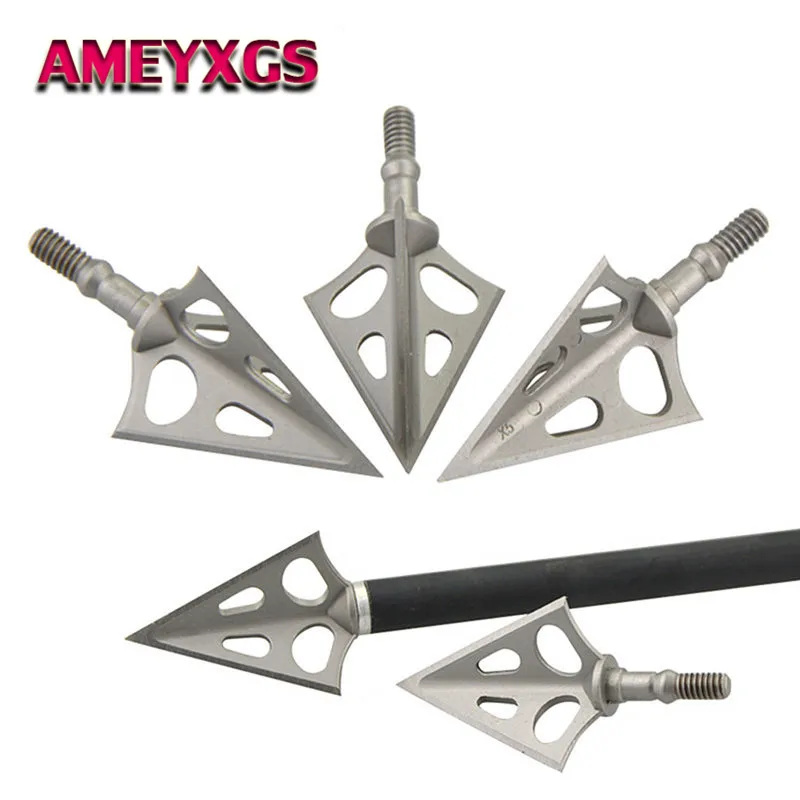 

6/12Pcs Archery Hunting Broadhead 3 Fixed Blade Screw Tip 106 Grain Arrow Heads For Bow And Arrow Hunting Shooting Accessories