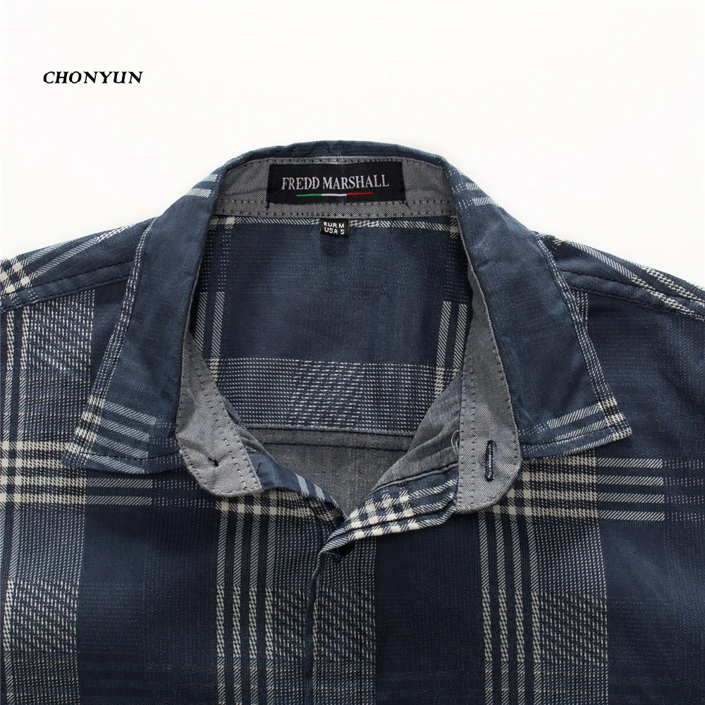 Brand New Men's Casual Shirts Denim Long Sleeve Slim Fit Striped Shirt Business Camisa Breathable Male Outdoor Clothing | Мужская
