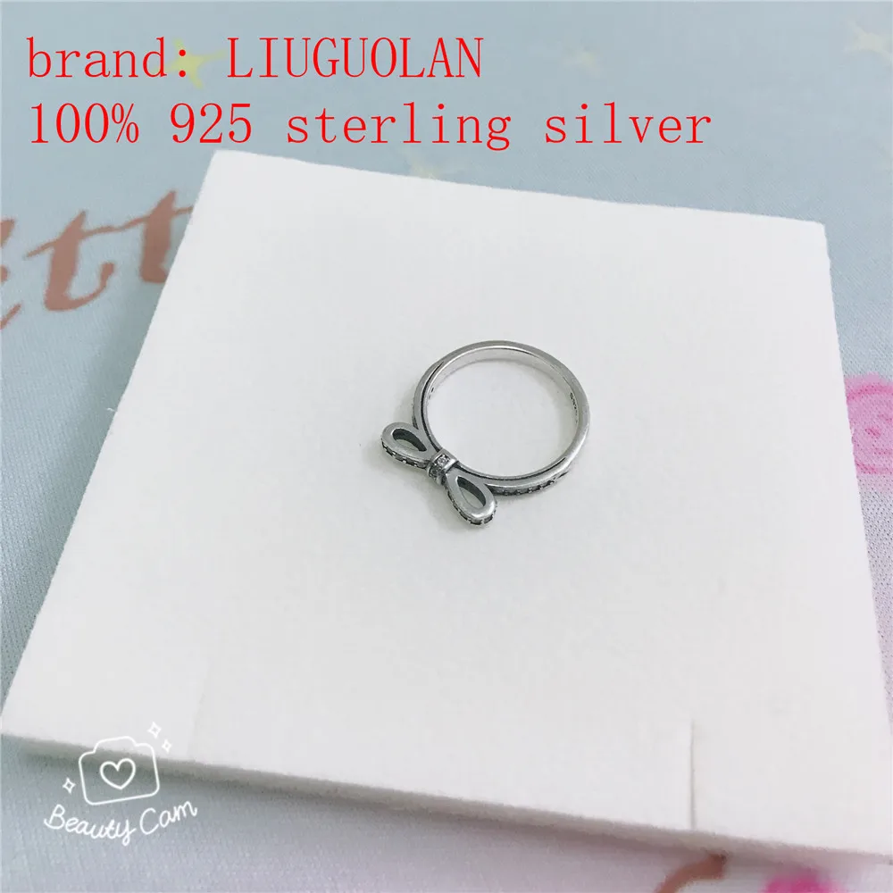 LIUGUOLAN 100% 925 sterling silver rings butterfly bow decoration charms beads ring fashion women DIY jewelry with clear cz | Украшения и
