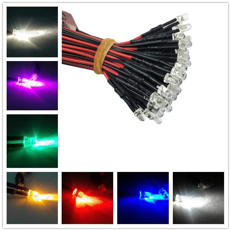 500 шт. светодиодные лампы 3 мм 18 см 12 В|pre wired|led light lamplamp bulb |