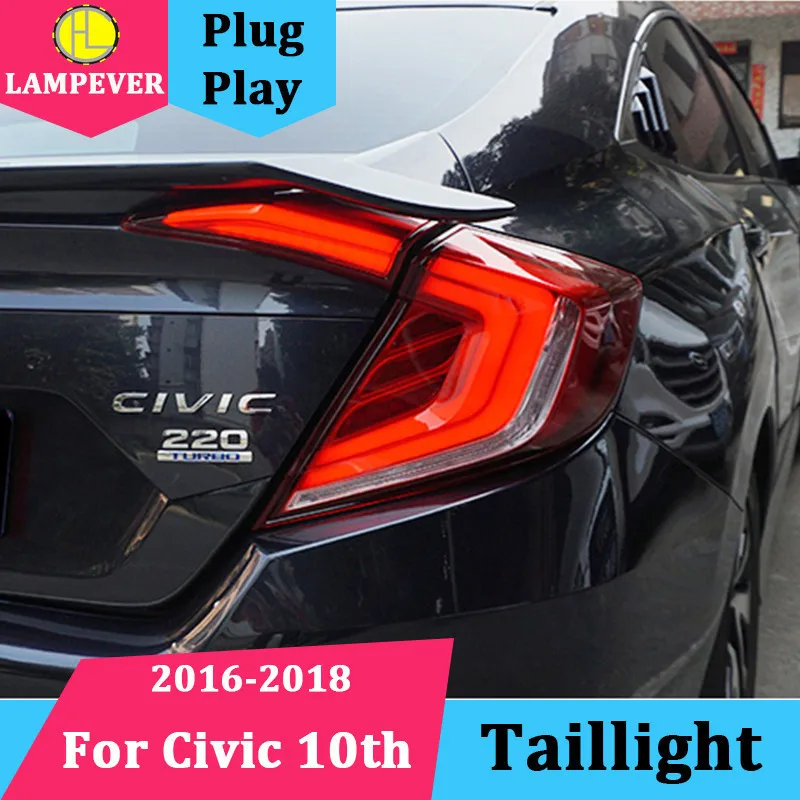 Автомобильный задний фонарь s для Honda Civic 10 седан 2016 2017 2018 светодиодный DRL