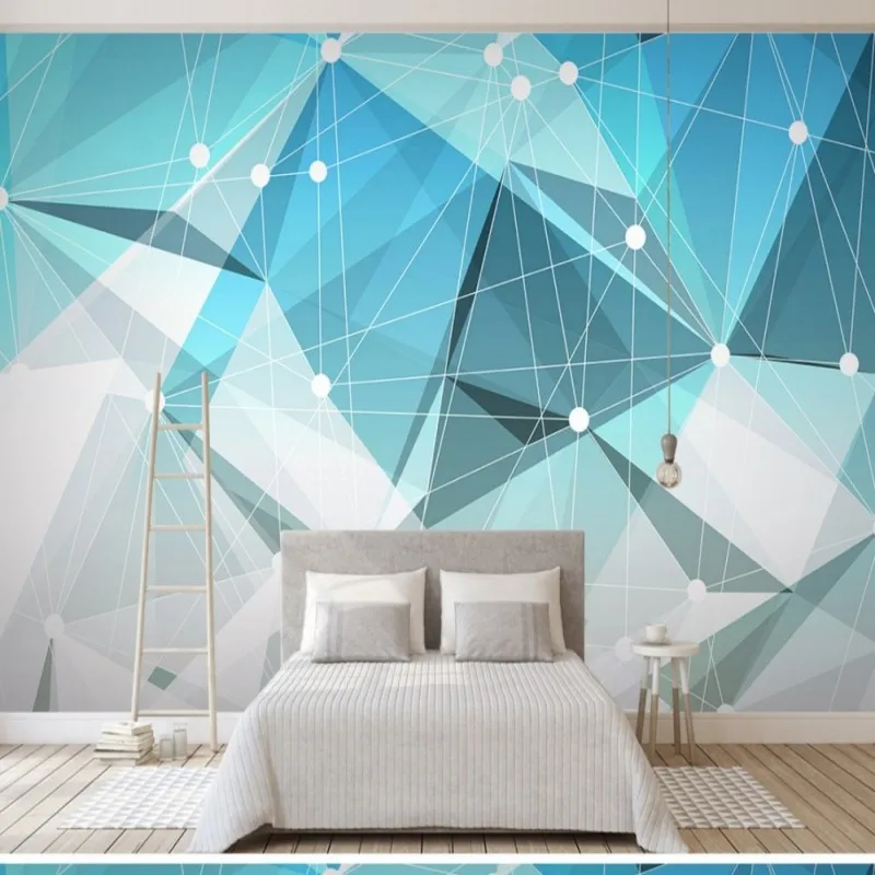 

Dropship Fatman Modern Wallpapers 3D Abstract Solid Geometric Blue Wallpaper Living Room Geometric Murals Papel Pintado De Pared