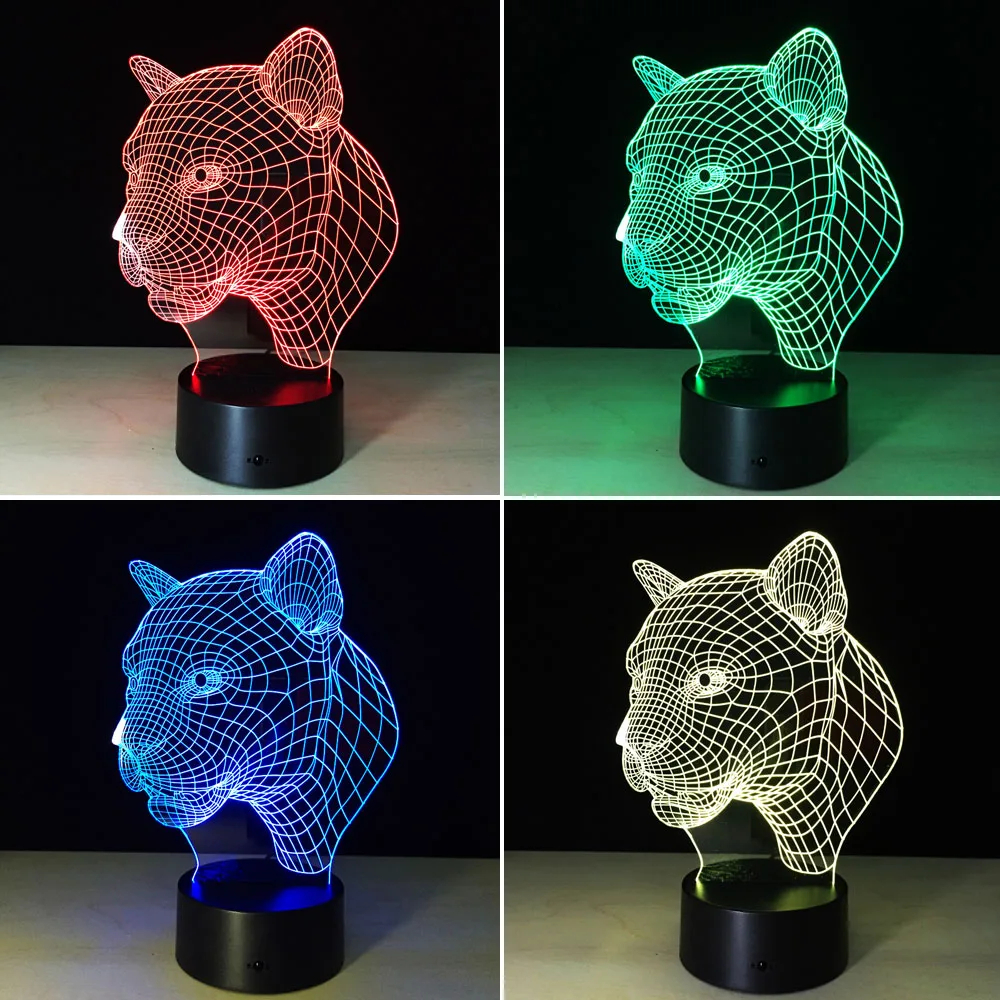 Тигр/леопард/Лев 3D светодиодный ночник для спальни гостиной украшения