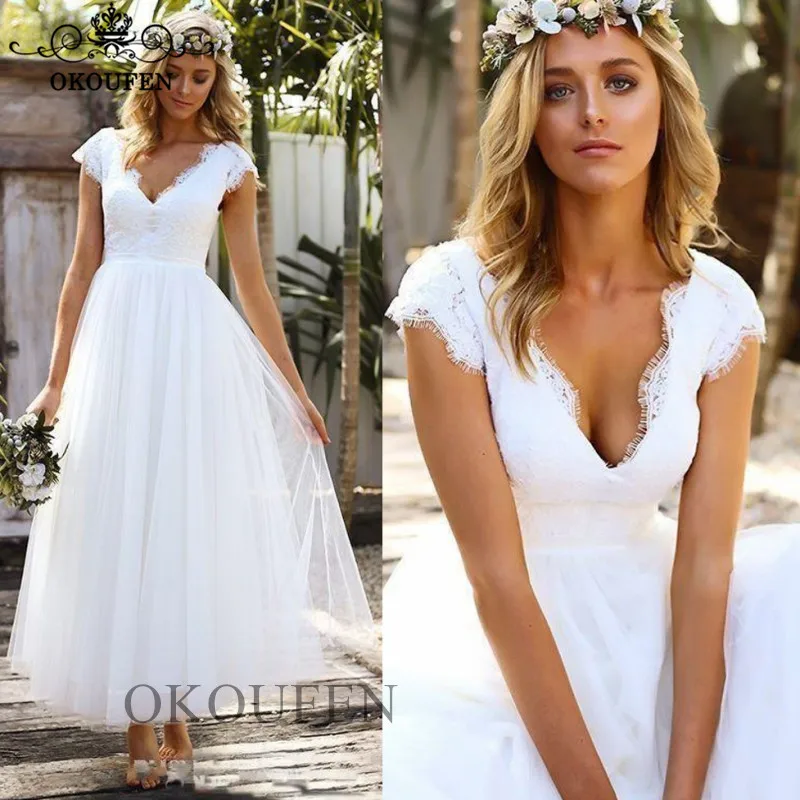 Пляжные богемные платья подружки невесты 2019 глубокий v-образный вырез