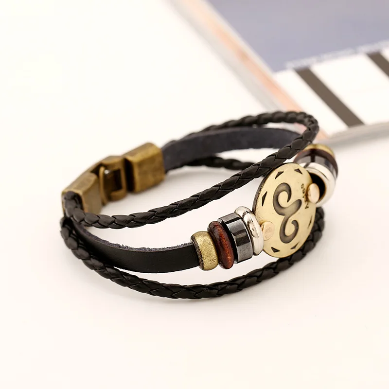 12 созвездий знаки зодиака черный силиконовый браслет резина для мужчин и женщин