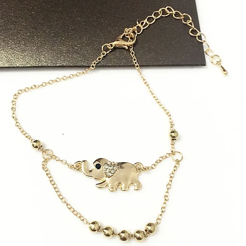 Vintage Gold Anklets for Women Elephant Pendant Charms Box Chain Beach Summer Foot Ankle Bracelet Wholesale Jewelry | Украшения и