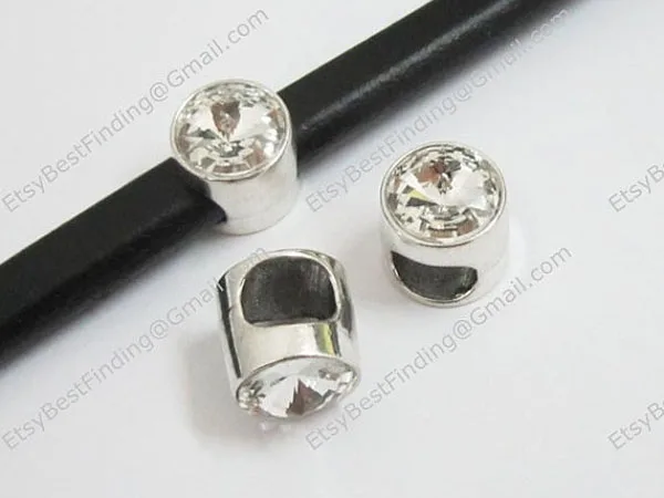 Лакричная кожа со стразами слайдер 10х6 мм кристальная лакричная кожа-LR82 |